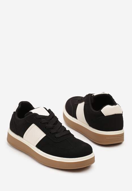 Czarne Sneakersy na Kauczukowej Podeszwie Claside