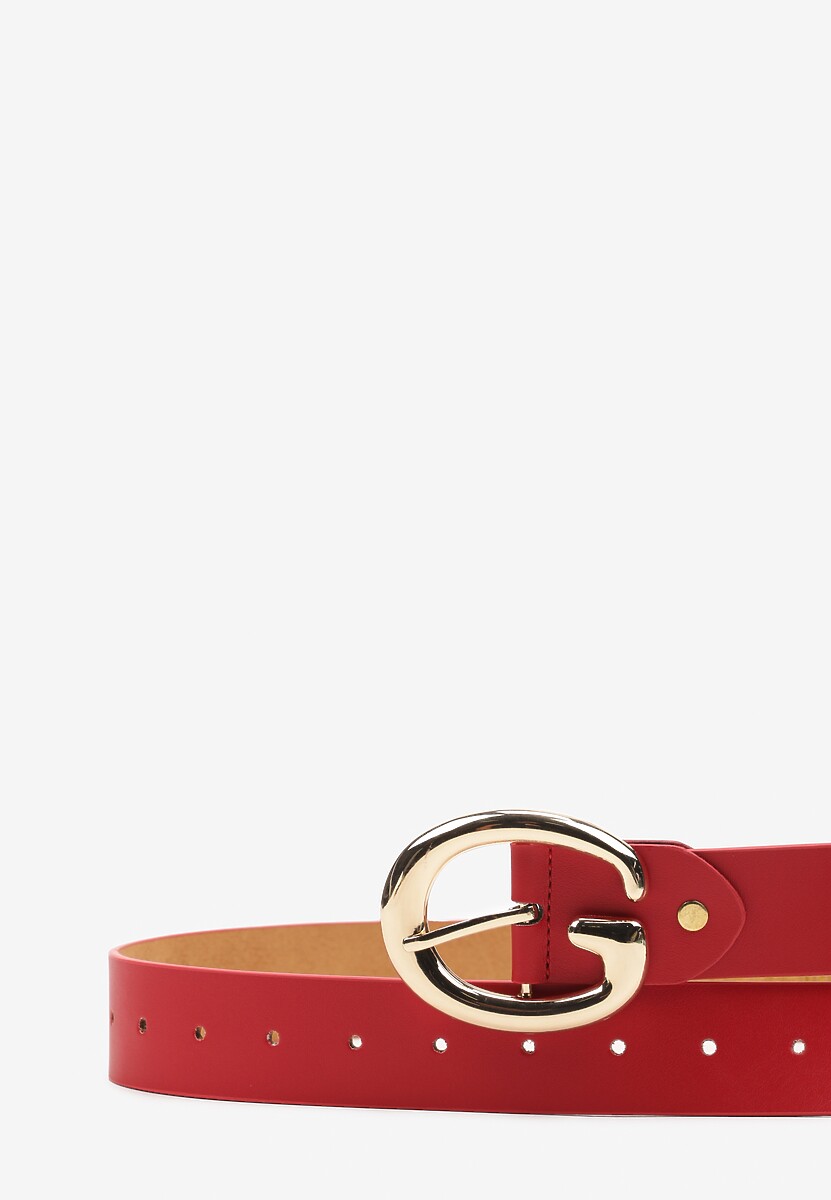 Czerwony Pasek z Ekoskóry z Metalową Klamrą Frosofia