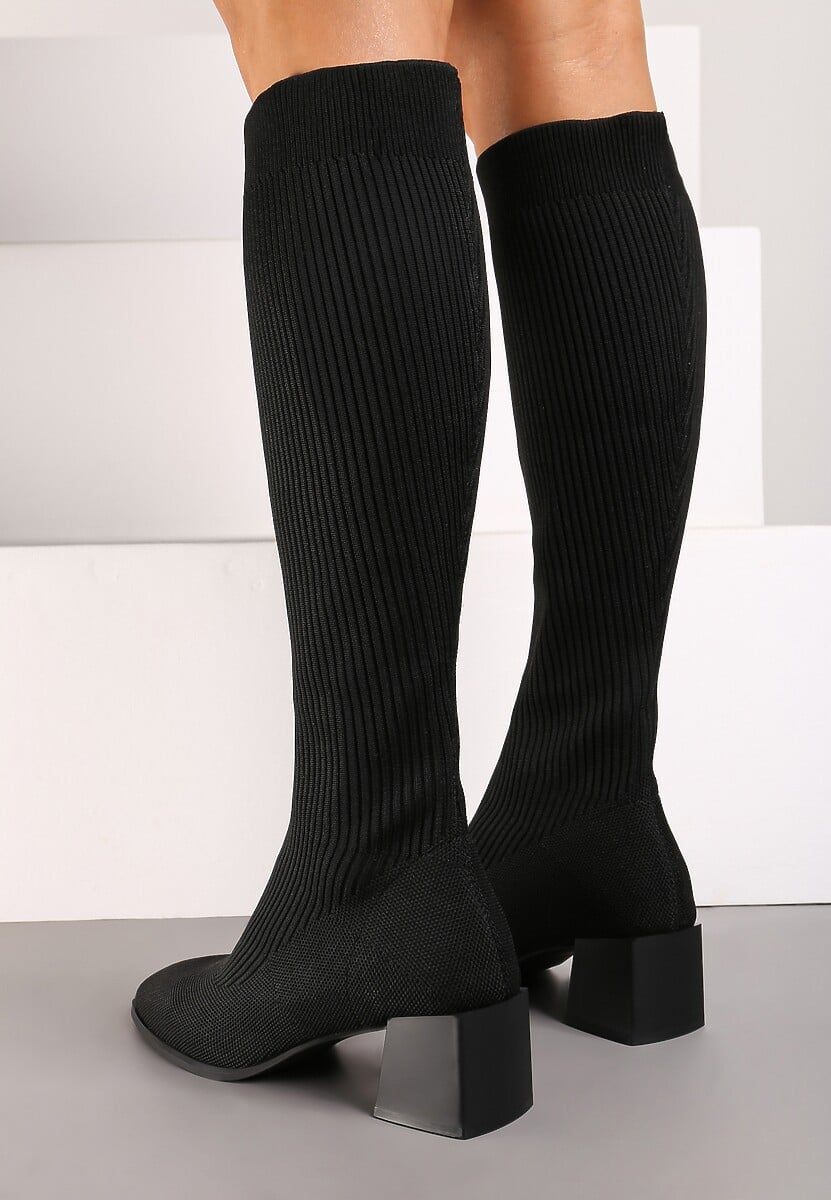 Czarne Kozaki z Elastyczną Cholewką Timerine