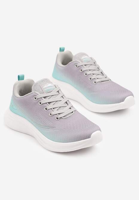 Szaro-Miętowe Buty Sportowe Sneakersy Siateczkowe na Podeszwie z Pianki Rellica