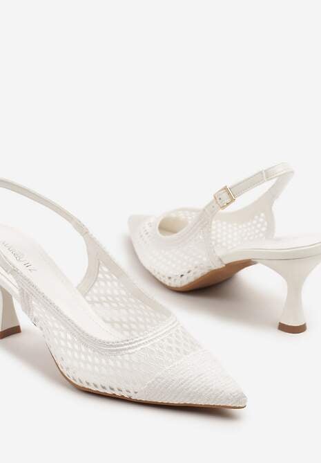 Białe Sandały Slingback na Klepsydrze z Szydełkową Cholewką i Noskiem w Szpic Mairita