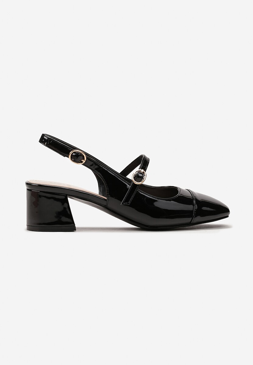 Czarne Czółenka z Kwadratowym Noskiem i Zapięciem na Sprzączkę Virilen