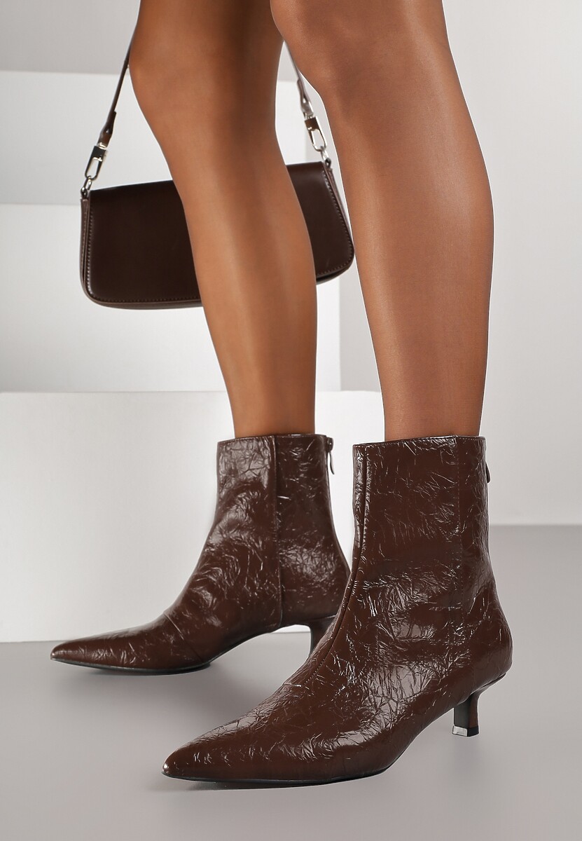 Brązowe Botki Vices na Kaczuszce Ozdobione Tłoczeniem Zaidora