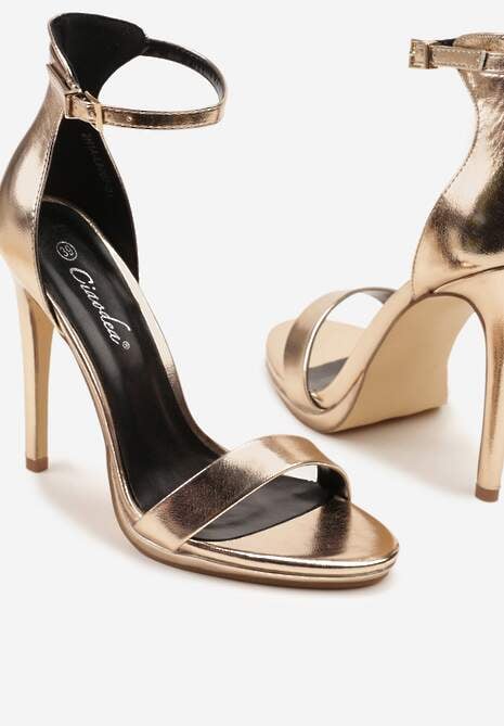 Szampańskie Klasyczne Sandały na Szpilce Natifine