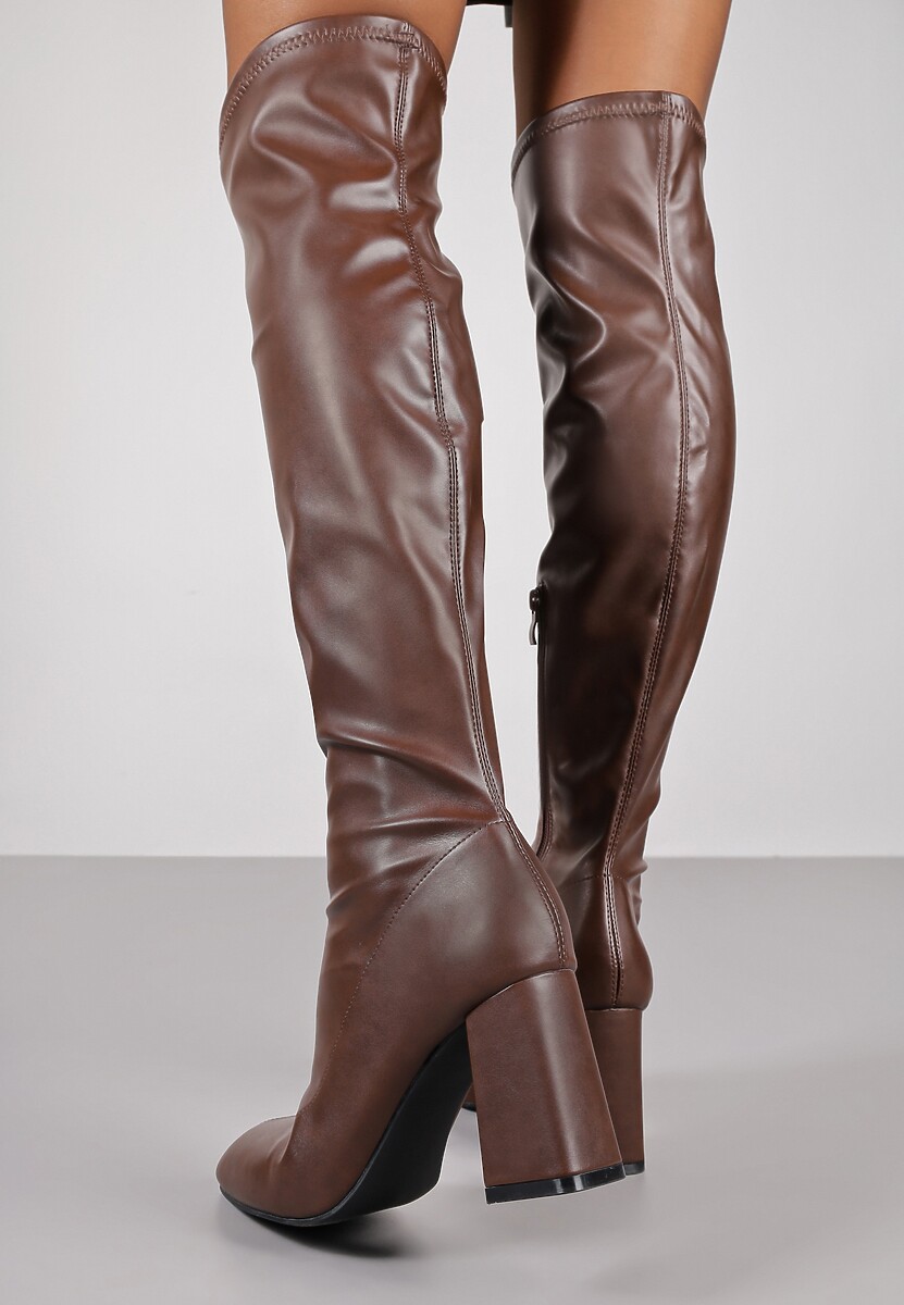 Brązowe Kozaki Vices z Wysoką Cholewką na Słupku Avvie