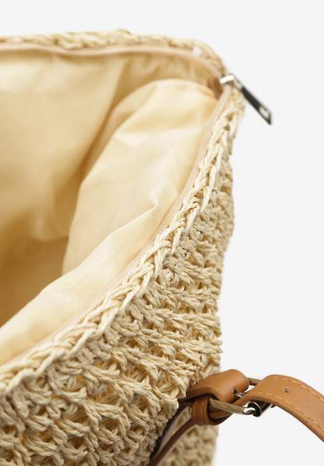 Jasnobeżowa Torebka z Plecionki w Stylu Boho z Ozdobnymi Rączkami Iltanin