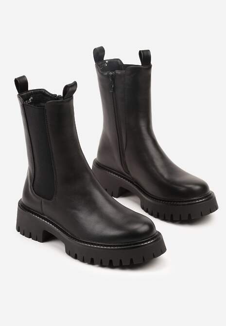 Czarne Wysokie Botki w Stylu Sztybletów Ridvira