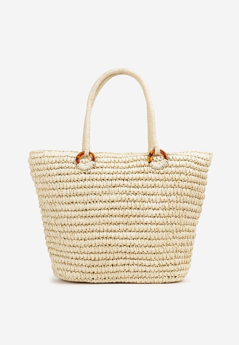 Jasnobeżowa Torebka Letnia Boho z Ozdobnej Plecionki Junixie