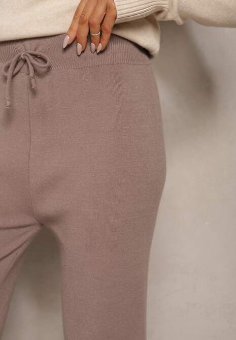 Ciemnoszare Spodnie o Szerokim Kroju High Waist z Cyrkoniami i Gumką w Pasie Loreitha