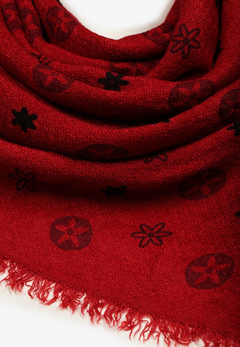 Czerwony Szalik z Geometrycznym Motywem Nomida