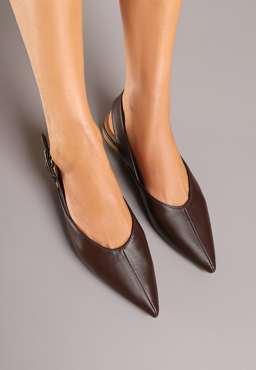 Ciemnobrązowe Sandały Vices Slingback z Paskiem ze Sprzączką Nirarine