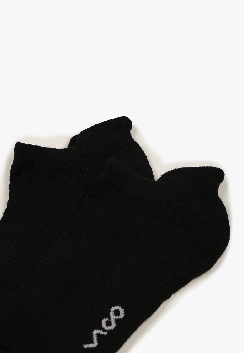 Czarne Skarpety z Bawełny Typu Stopki z Napisem Marianis