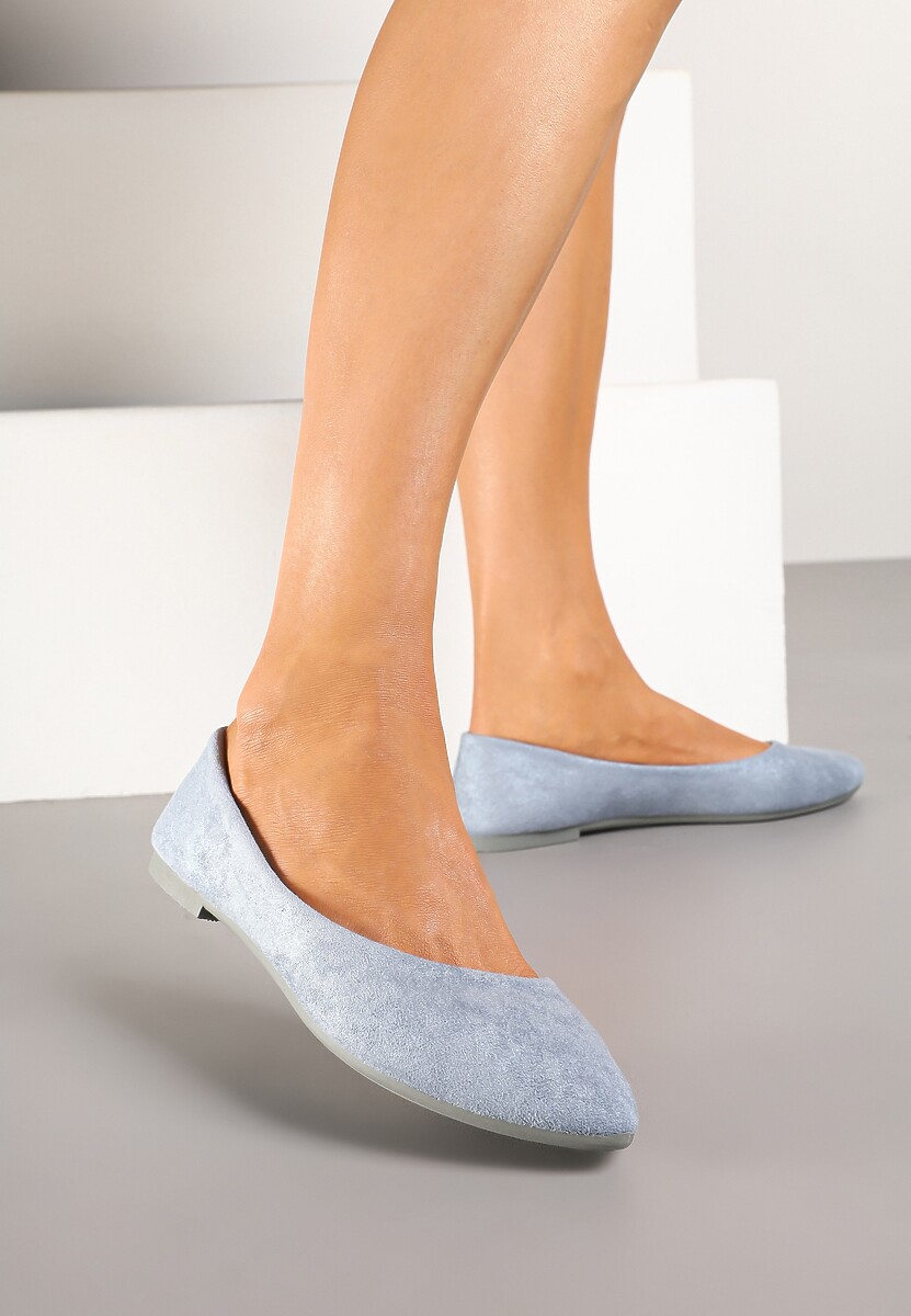 Niebieskie Casualowe Balerinki z Ekozamszu Lorlivin