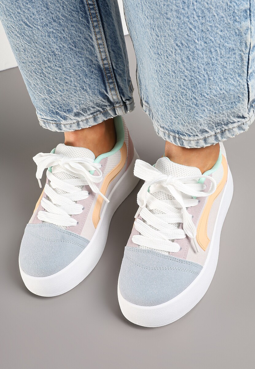 Niebiesko-Fioletowe Sneakersy Kultowe Tenisówki na Grubej Podeszwie Nurisora