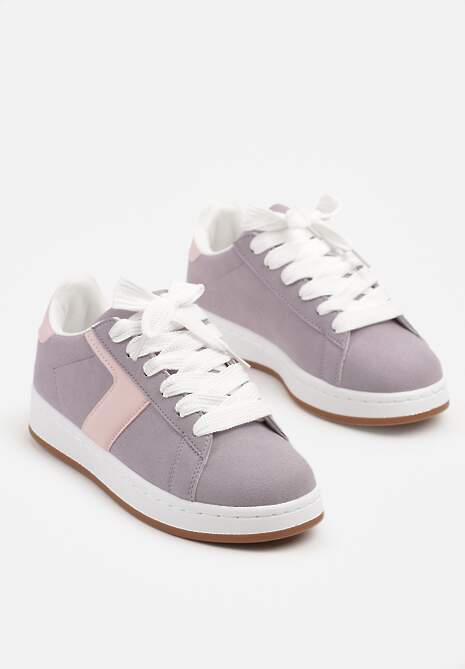 Fioletowe Sneakersy z Geometrycznym Motywem Taniffia