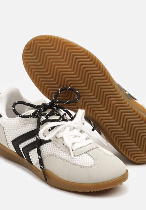 Białe Sneakersy w Stylu Tenisówek Ozdobione Geometrycznym Wzorem Teloriella