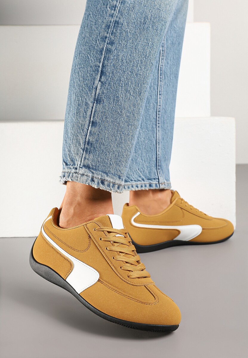 Beżowe Sneakersy Typu Klasyczne Tenisówki Zelritia