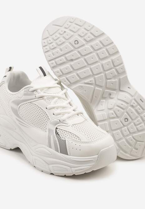 Białe Sneakersy Vices na Platformie Ozdobione Tłoczeniem Natiselle