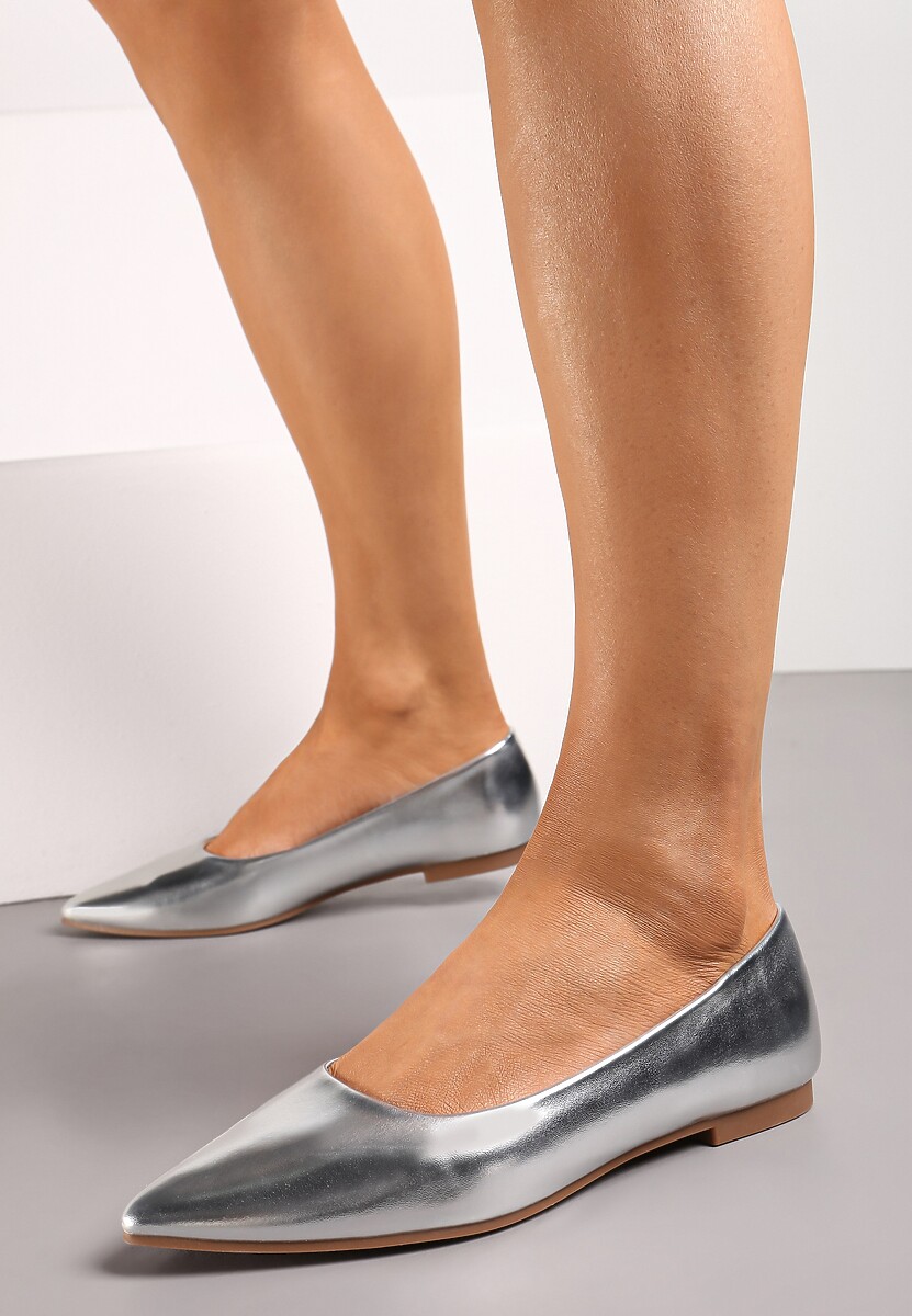 Srebrne Balerinki ze Szpiczastym Noskiem Kaerille