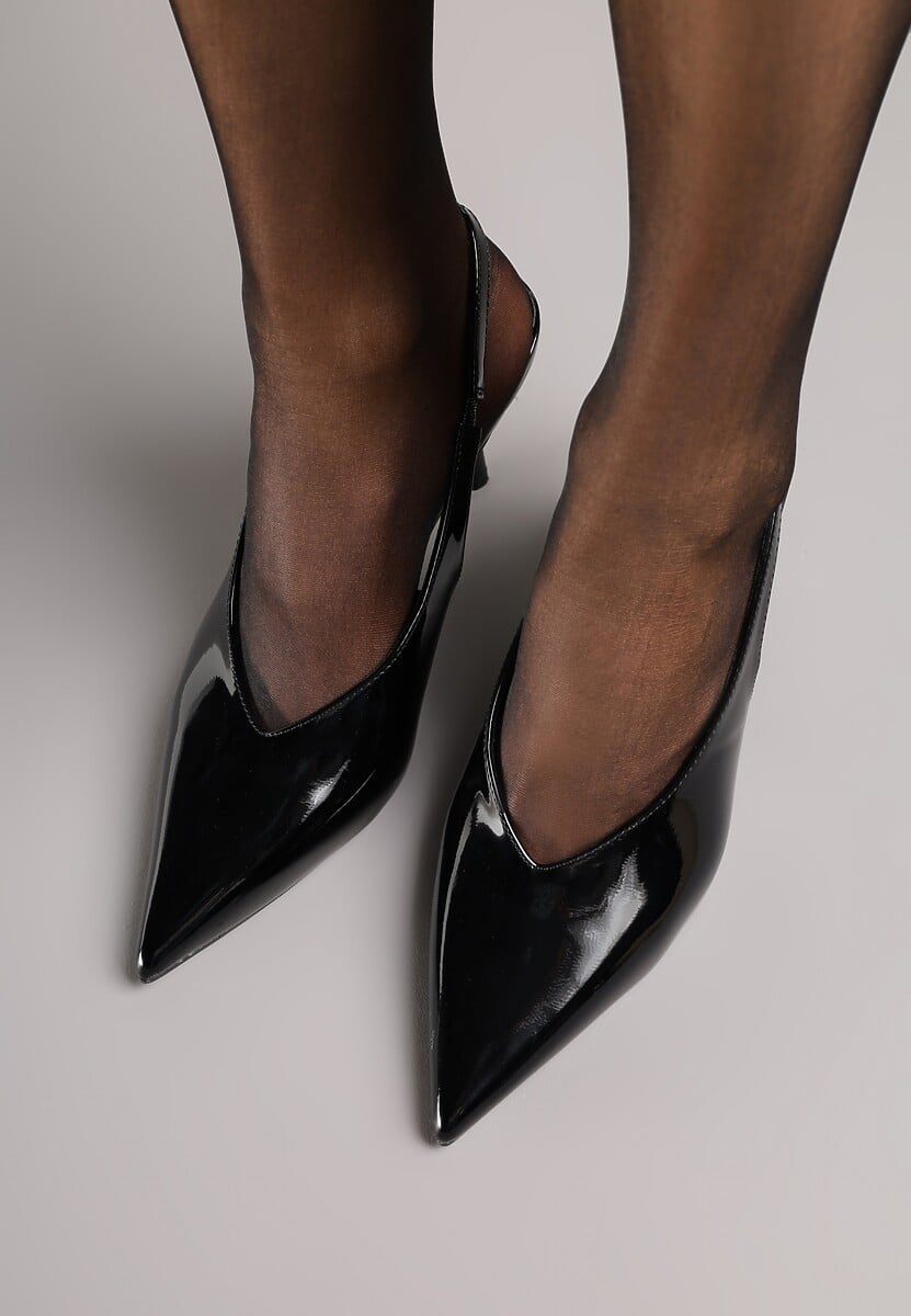 Czarne Czółenka Sandały Slingback Vices na Obcasie Typu Szpilka Tilionea