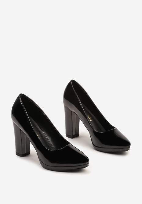 Czarne Czółenka Vices na Obcasie z Wkładką ze Skóry Naturalnej Ravandira