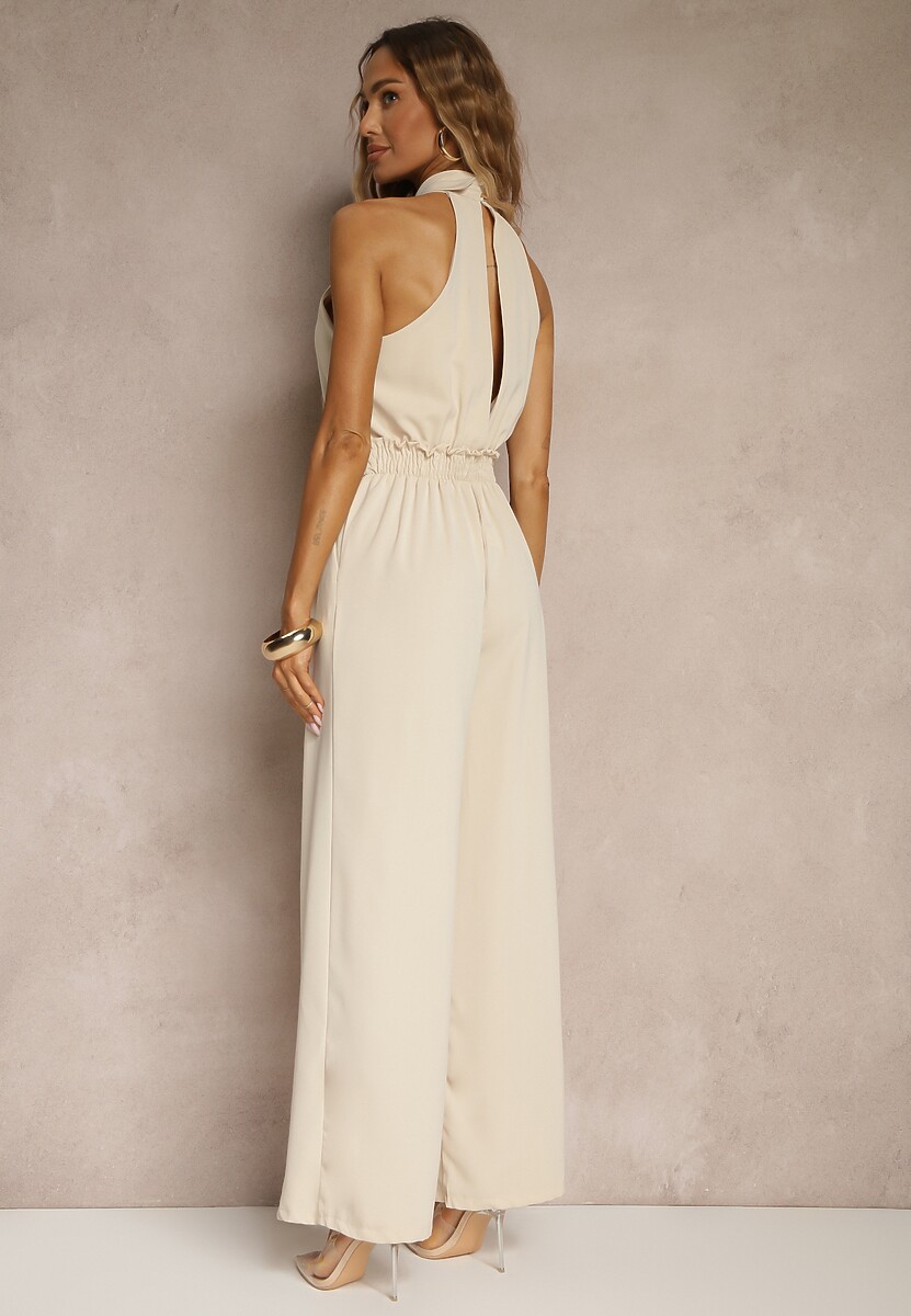 Beżowy Kombinezon Ozdobiony Kokardą Milireia