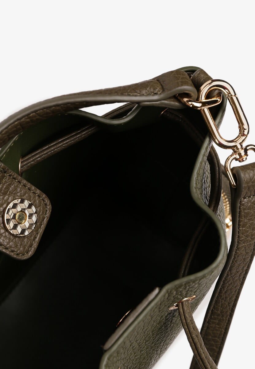 Zielona Torebka z Ozdobnym Ściągaczem i Kieszonkami z Rączką i Dodatkowym Paskiem Ravindira