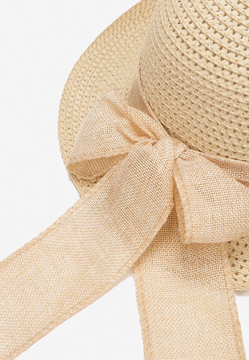 Jasnobeżowy Kapelusz Słomiany z Ozdobą Kokardą Sagelia