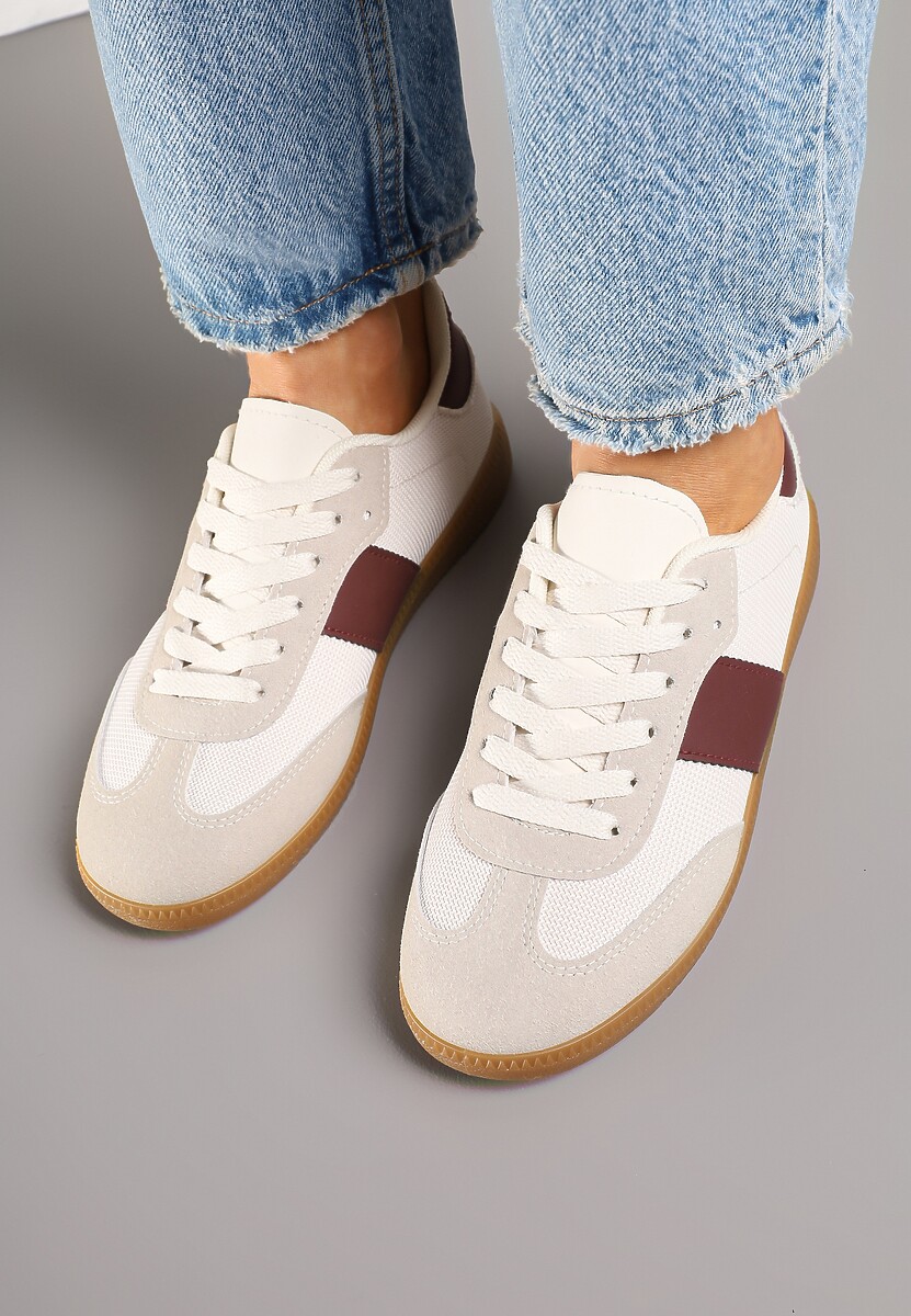 Beżowo-Bordowe Sneakersy Tenisówki w Kultowym Stylu Neolithaen