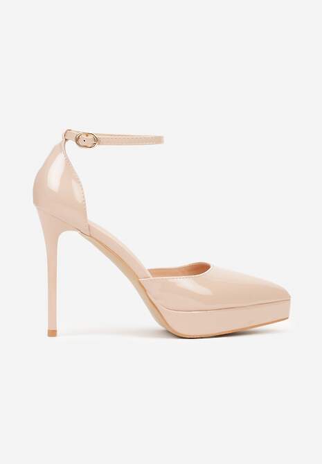 Beżowe Szpilki Lakierowane z Platformą Nilafera