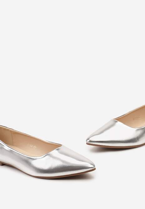 Srebrne Balerinki ze Szpiczastym Noskiem Kaerille