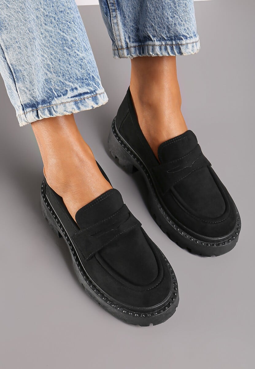 Czarne Wsuwane Mokasyny Vices na Platformie Dionela