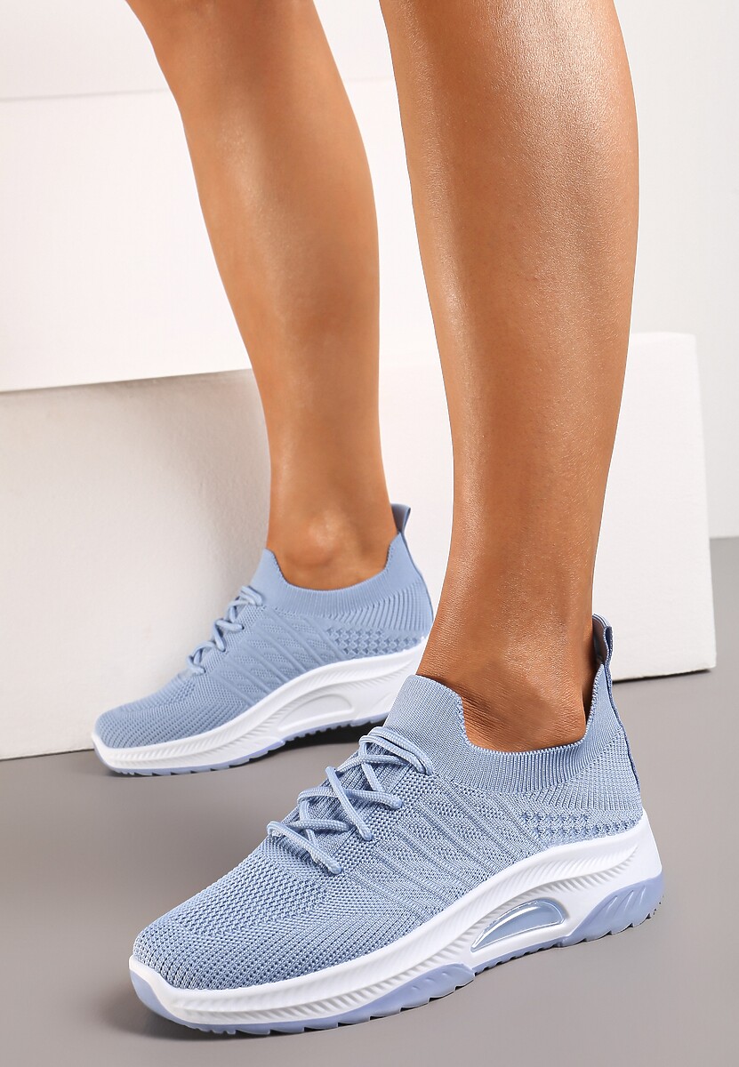 Niebieskie Wsuwane Buty Sportowe w Skarpetkowym Stylu z Ozdobną Podeszwą Moonlise