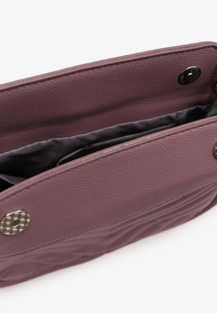 Fioletowa Torebka z Imitacji Skóry z Pikowaniem i Odpinaną Rączką Isacia