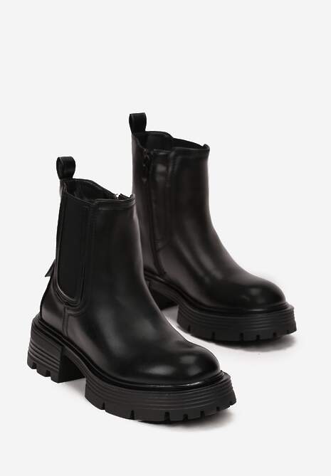 Czarne Botki Sztyblety na Platformie Iagisse