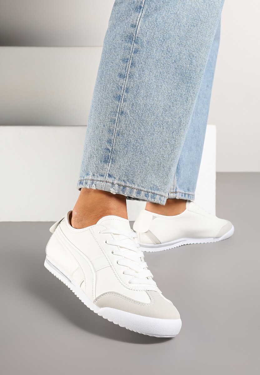 Biało-Granatowe Sneakersy Typu Kultowe Tenisówki Deliriel