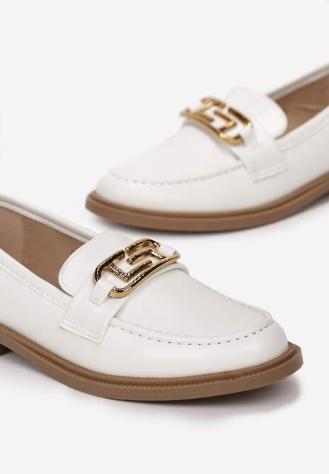 Białe Mokasyny Wsuwane z Klamerką Wesley