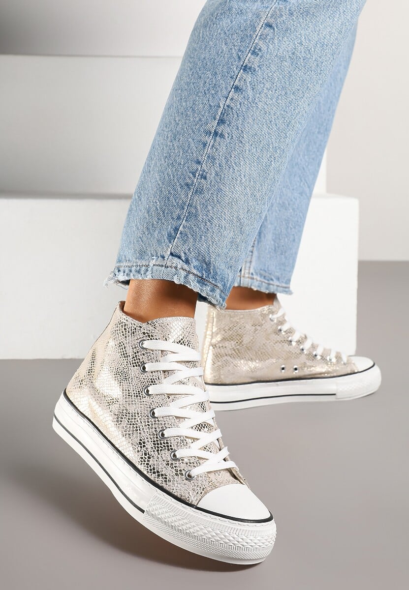 Panterkowe Trampki z Wysoką Tłoczoną Cholewką Willevia