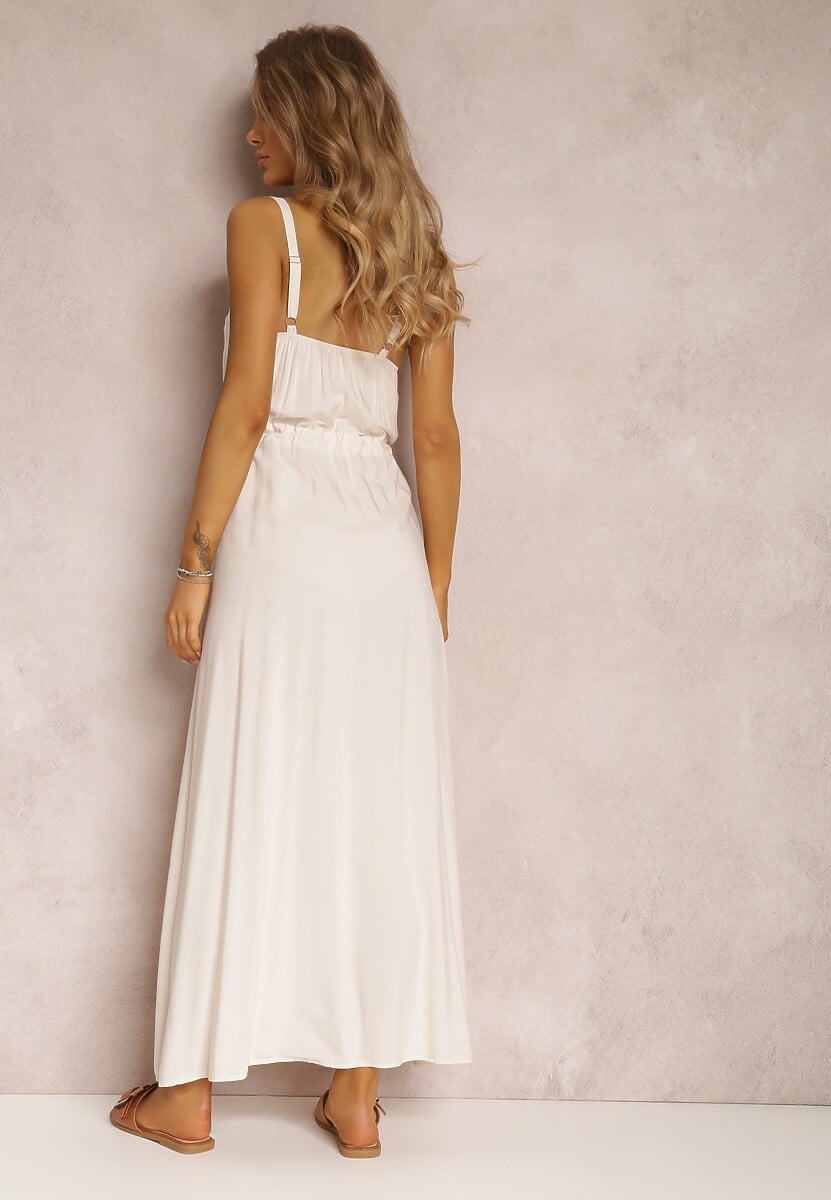 Beżowa Sukienka z Wiskozy Kena