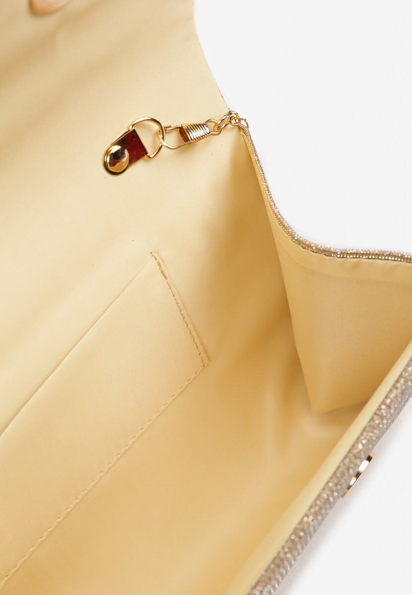 Złota Asymetryczna Torebka Kopertówka na Łańcuszku z Aplikacją Giattalia