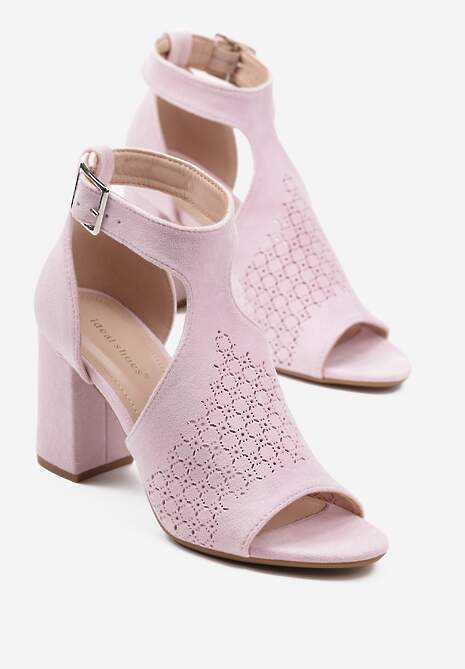 Różowe Sandały Botki ze Sprzączką na Słupku Ciarilora