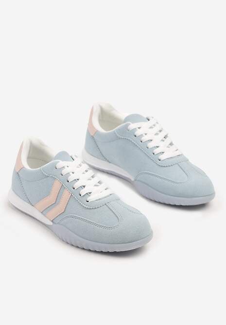 Niebieskie Sneakersy w Stylu Tenisówek z Paskami na Boku Cholewki Aitoria