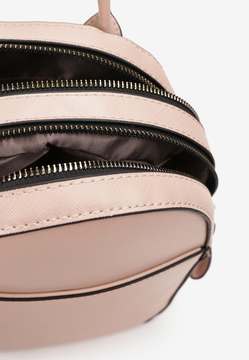 Różowy Dwukomorowy Plecak z Imitacji Skóry Kinosa