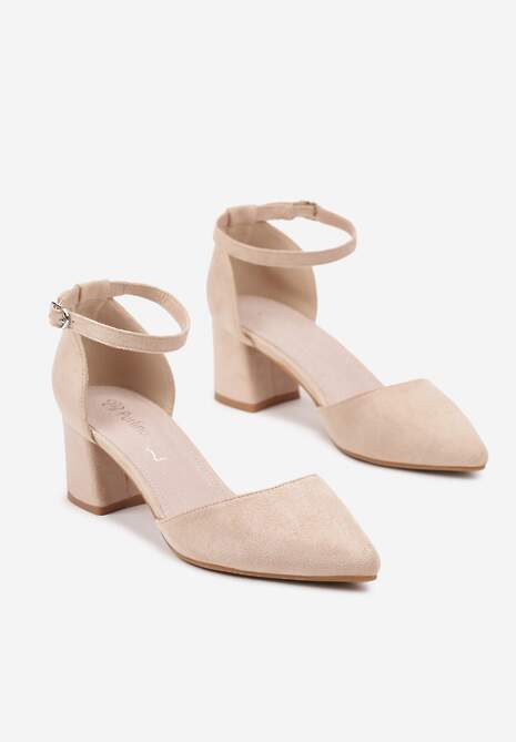 Beżowe Czółenka na Słupku Lasnire