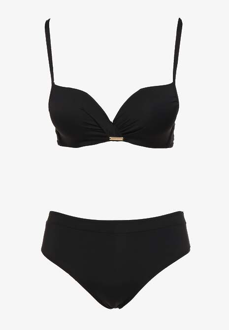 Czarne Bikini Stanik Push-Up i Klasyczne Figi Pevbia