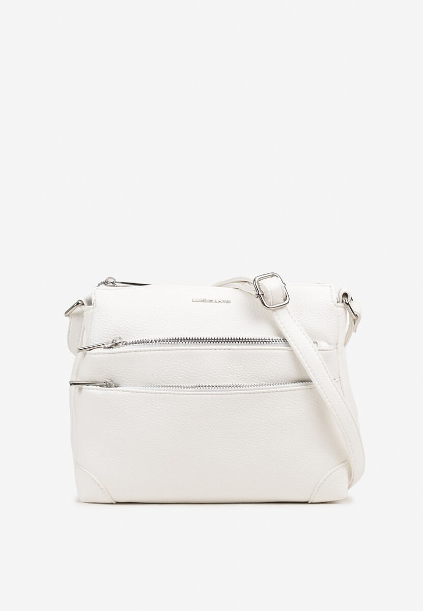 Biała Torebka Listonoszka z Ozdobnymi Suwakami Sonendria