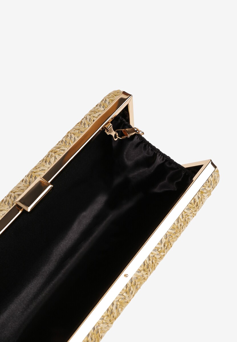 Ciemnobeżowa Torebka Kopertówka z Plecionką Devira