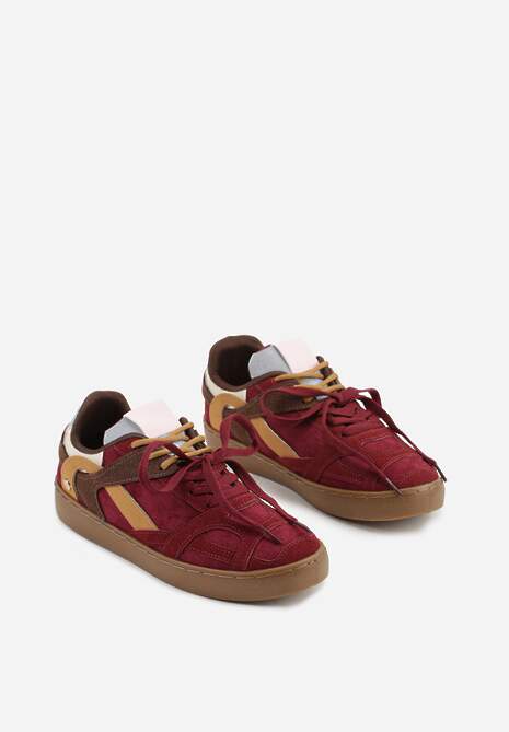 Bordowe Sneakersy Kultowe Tenisówki z Podwójnymi Sznurówkami Luvitta