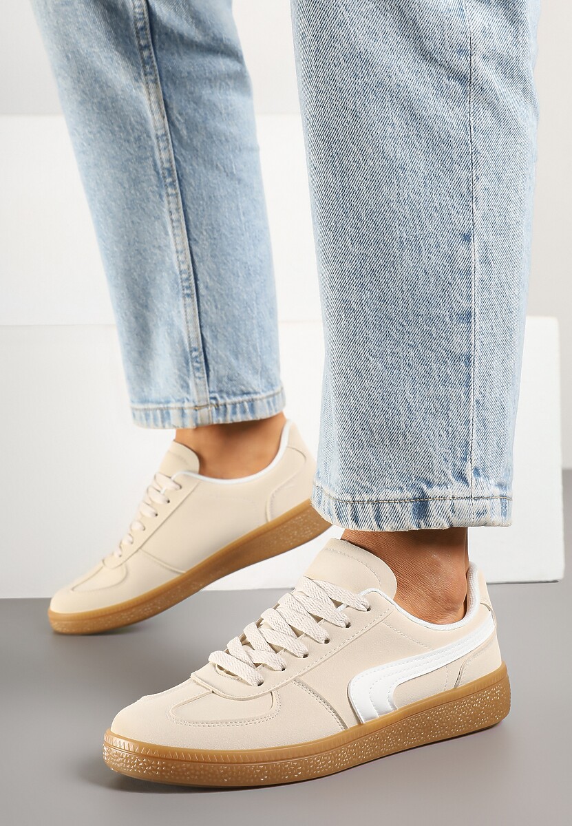 Beżowe Casualowe Sneakersy Typu Kultowe Tenisówki Ablerri