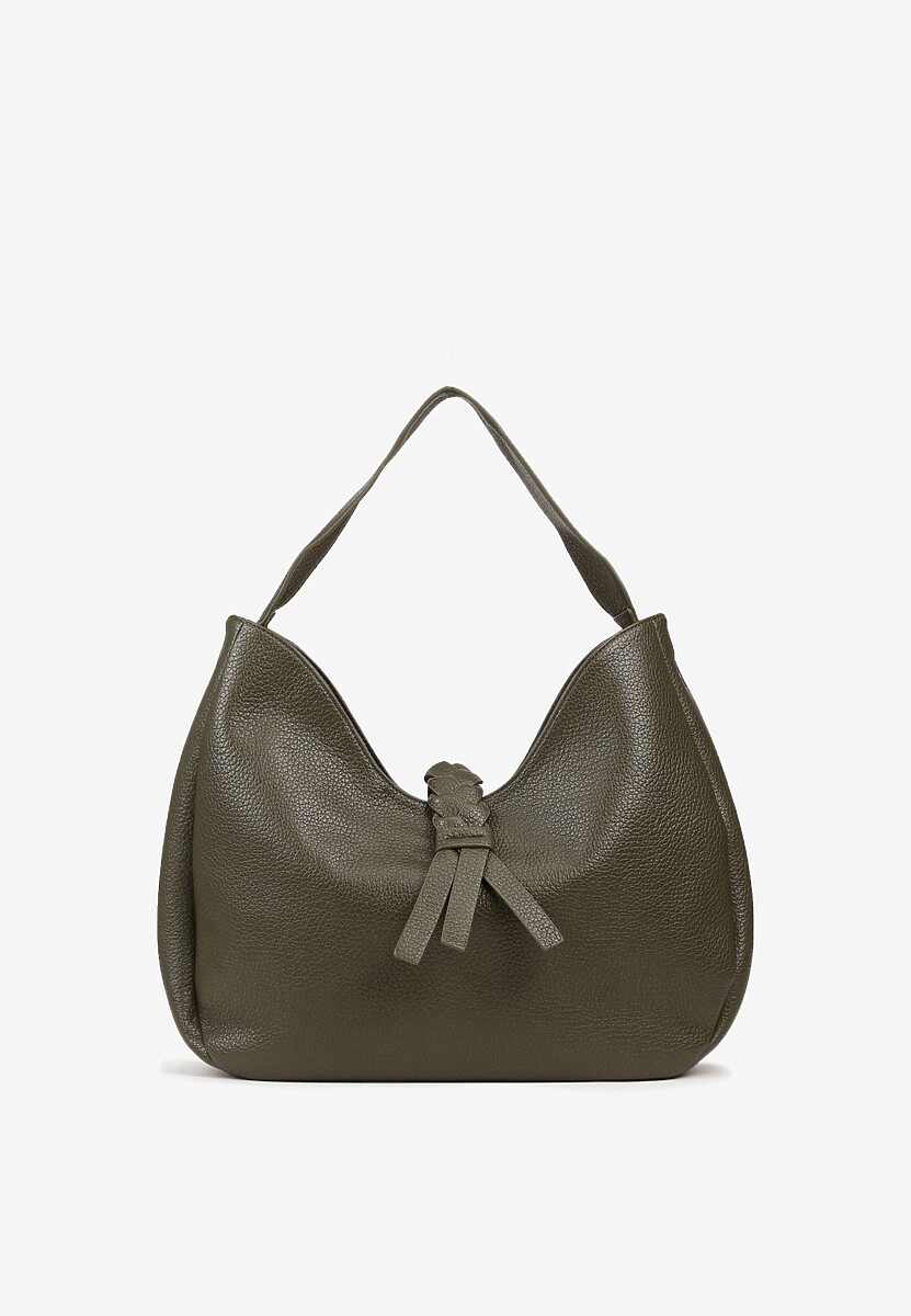 Brązowa Torebka Hobo Shopper Ozdobiona Plecionką Nalorella